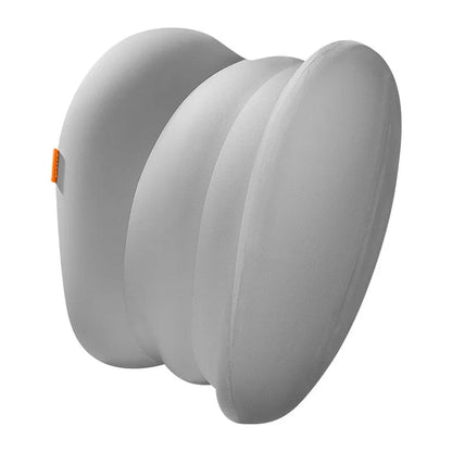 Grey and orange car headrest and lumbar pillow set with memory cotton filler for suspension bin vehicles
