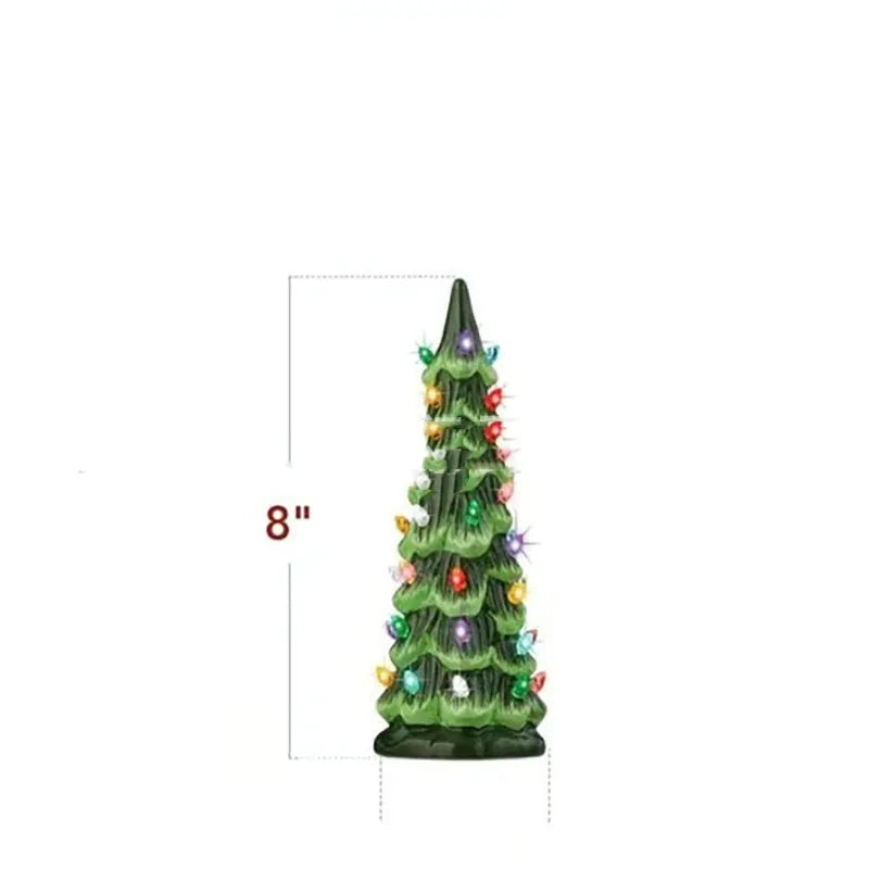 European-style Christmas tree decoration with LED lighting in resin construction