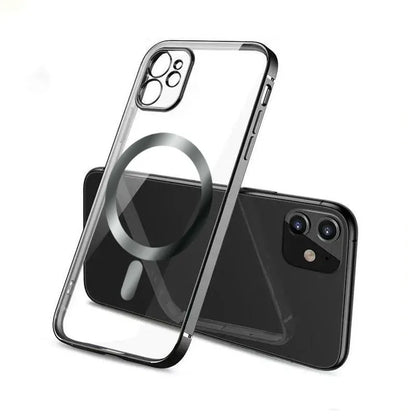 Electroplated protective cover for magnetic phone cases in black, blue, gold, purple and silver colours