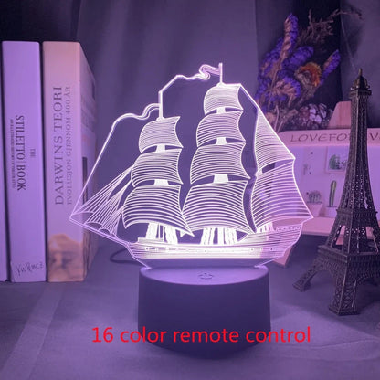 Custom 3D airplane hologram night light with optical acrylic panel and ABS base showing colour-changing illumination