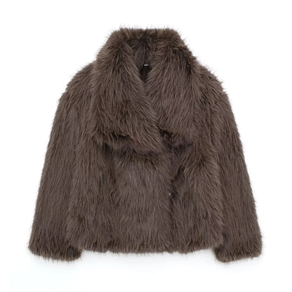 A warm and stylish plush coat for women, available in a variety of colors and sizes.
