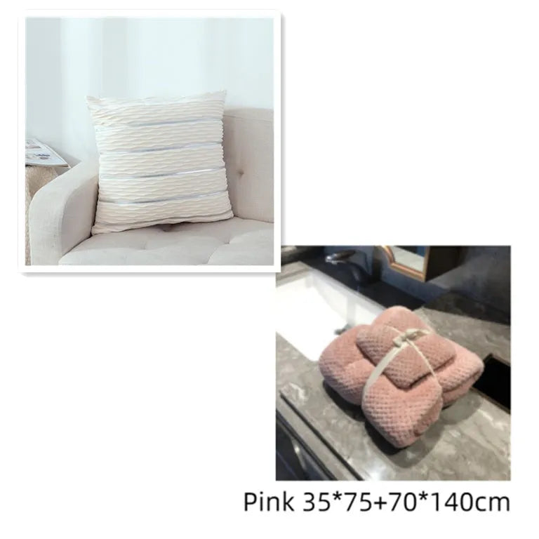 Striped velvet pillow cover in plush flannel velvet material measuring 45x45cm