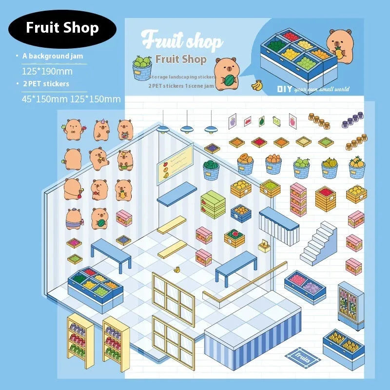 Capabala pre-cut landscaping hand account stickers in eight shop-themed colours on a white background.
