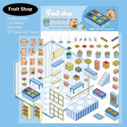 Capabala pre-cut landscaping hand account stickers in eight shop-themed colours on a white background.
