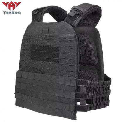 Tactical combat vest in military green with adjustable waist for outdoor training
