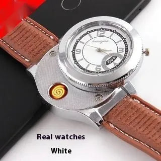 USB electronic cigarette lighter metal men's watch lighter in F777 Black and F777 White with wind resistance