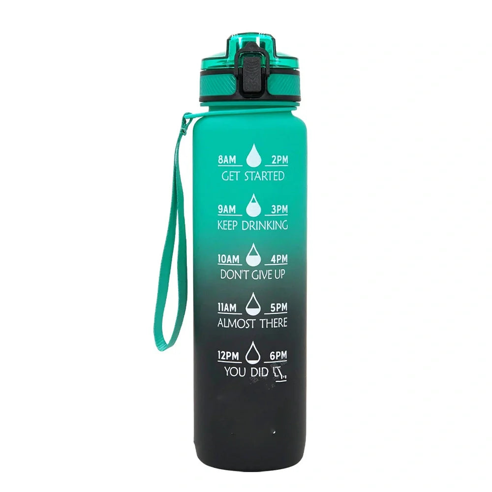 1000ml gradient sports water bottle with 29.5cm height and food-grade plastic construction