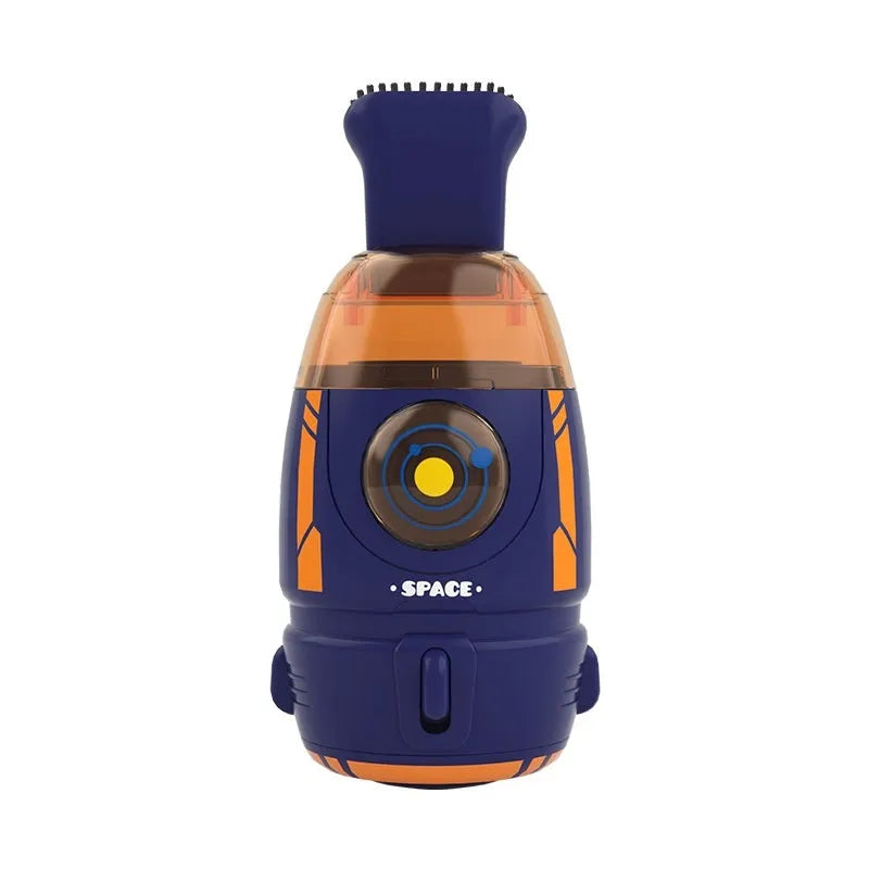USB-powered handheld desktop vacuum cleaner in blue colour cleaning computer keyboard