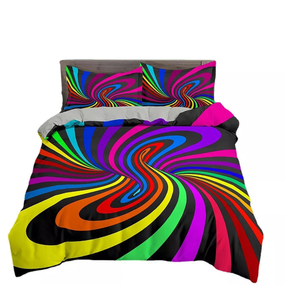 Nordic style 3D digital printing bedding set with vibrant, fade-resistant designs