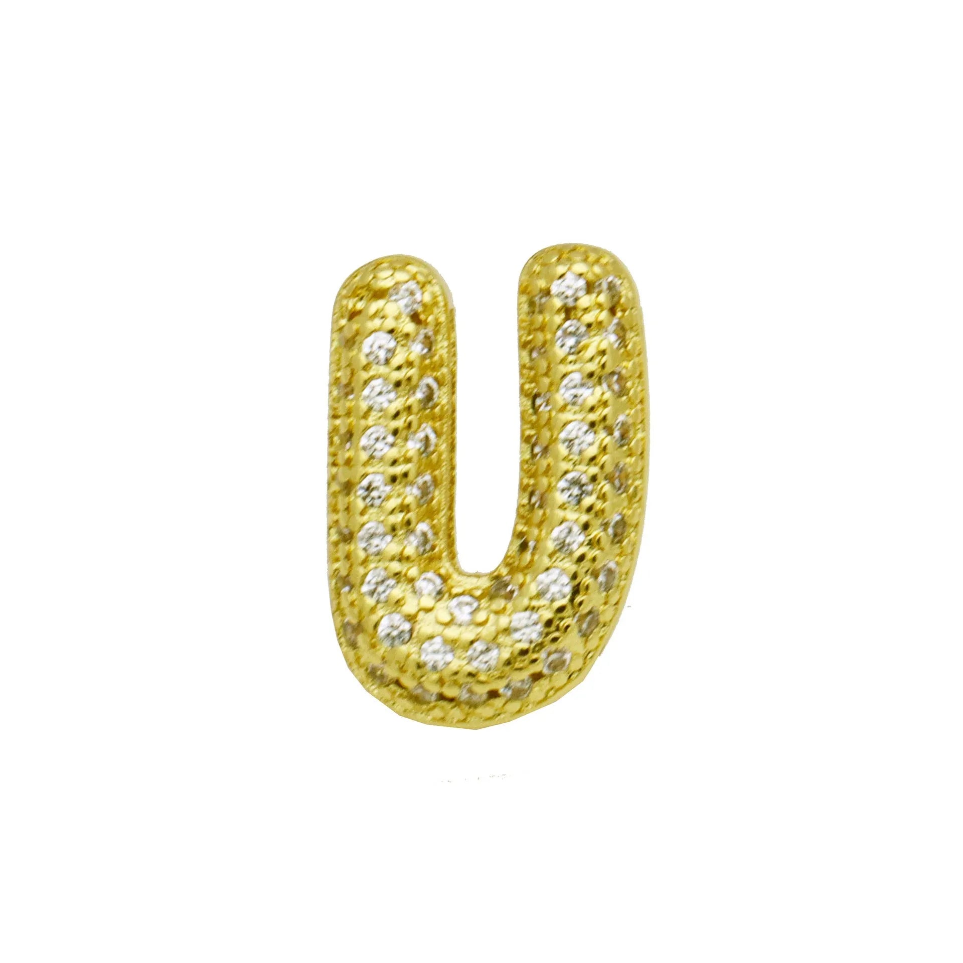 Retro style copper bracelet with English letter charm featuring micro inlaid zirconium stones in gold plating