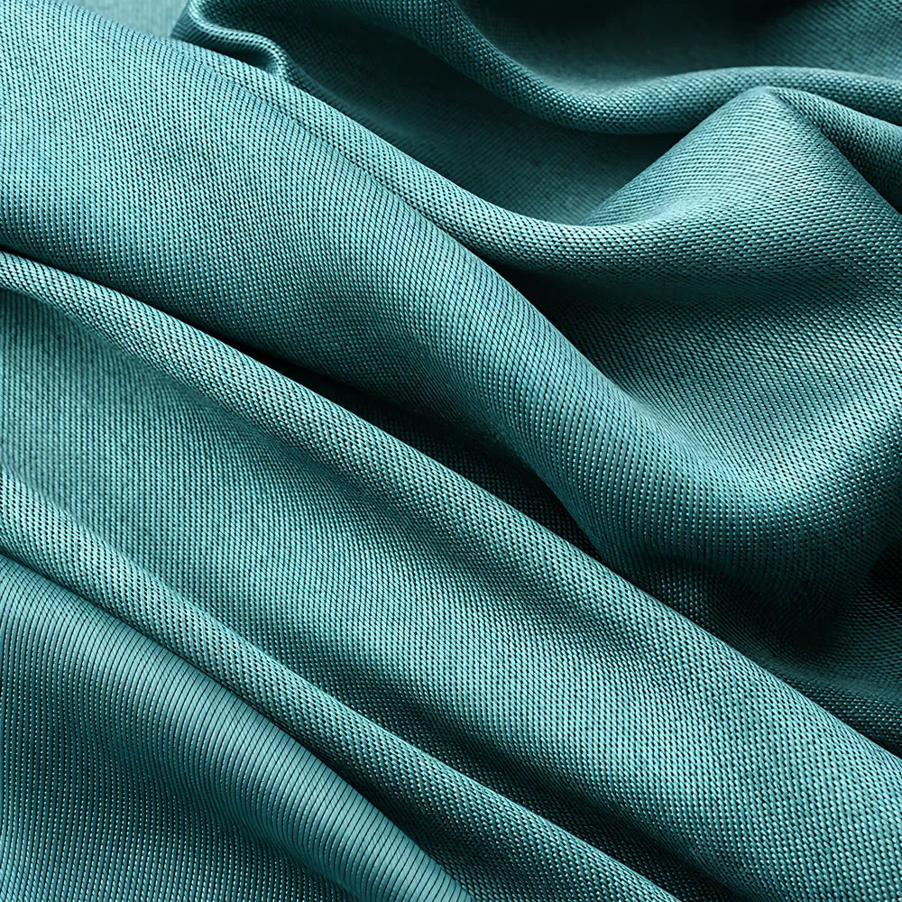 Double-sided jacquard curtain showing identical pattern on both sides with light shading measurement of 70-90%