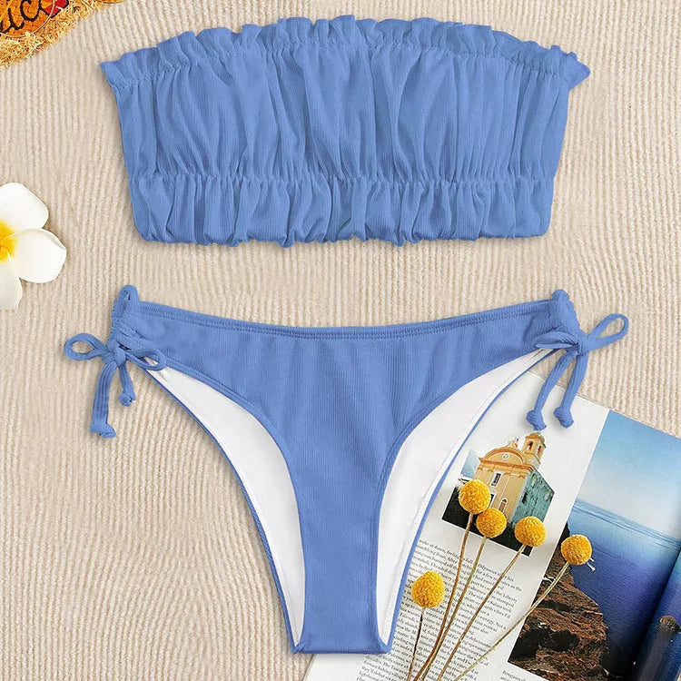 Women's solid color bikini with chest pad in various colors