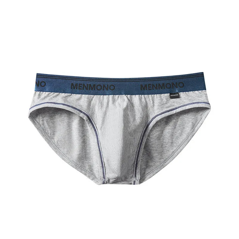 Men's low waist cotton briefs in a two-tone colour option on a plain background