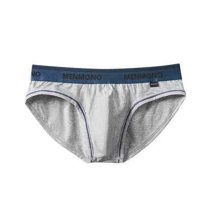 Men's low waist cotton briefs in a two-tone colour option on a plain background