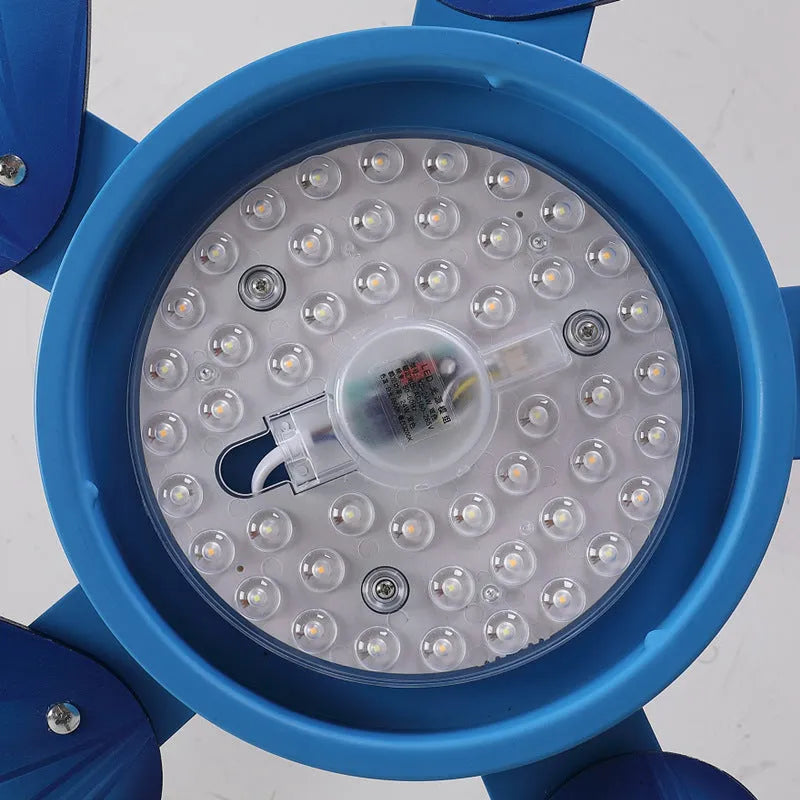 42-inch ceiling fan chandelier with remote, acrylic shade, wooden blades, 1.06m, blue or pink, 220V