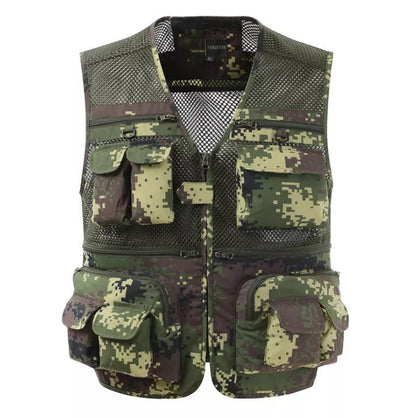 Men's professional photography vest with multiple pockets in various colors