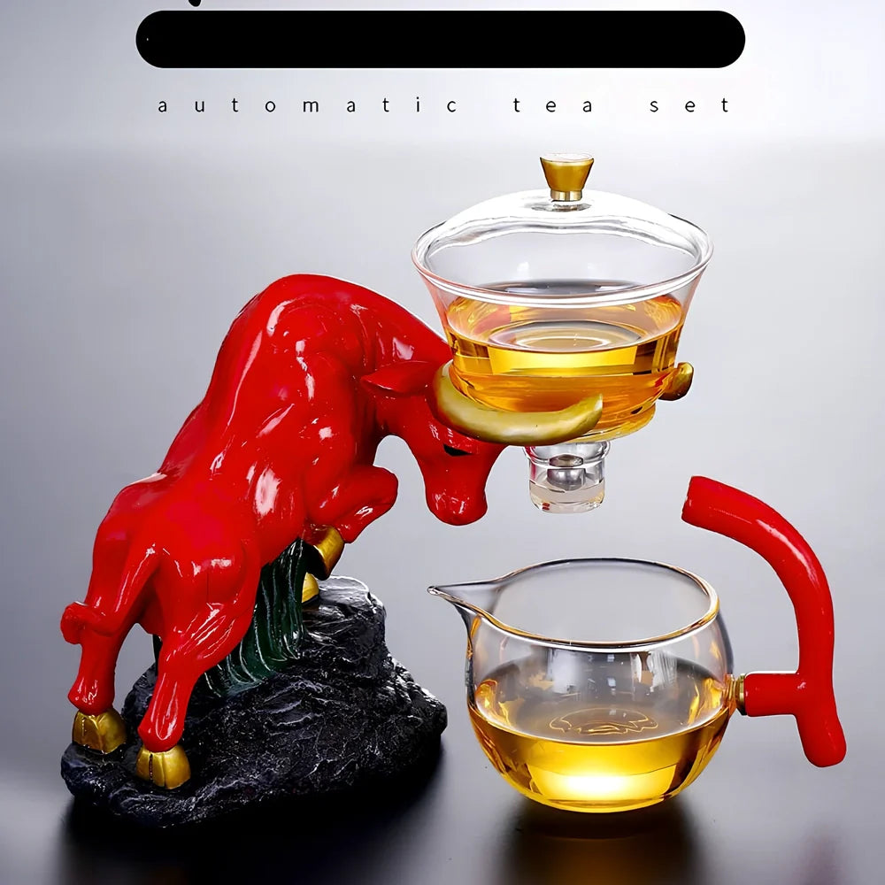 Niu Zhuan Qiankun glass semi-automatic tea maker in green bull, 2700g borosilicate with 1-litre capacity for even steeping