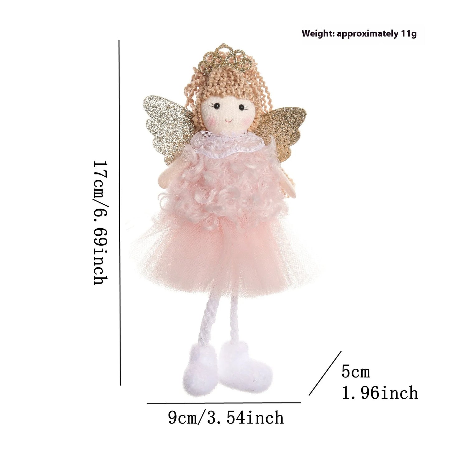Cloth Christmas angel hair pendant attached to girl's high ponytail in white, pink, or khaki colour options