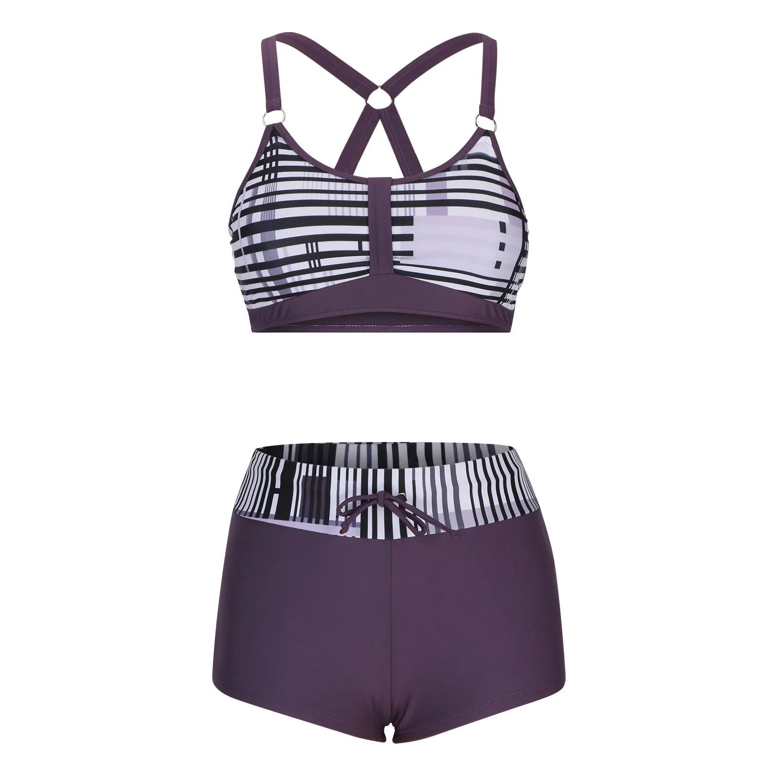 Women's floral print split bikini swimsuit in polyester fabric available in multiple colours and sizes