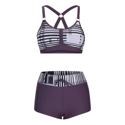 Women's floral print split bikini swimsuit in polyester fabric available in multiple colours and sizes