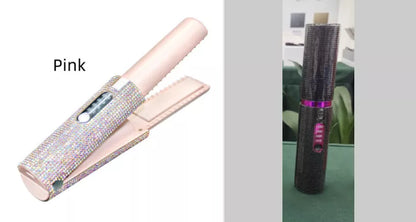 2-In-1 Electric USB Hair Straightening Brush with ceramic coating for healthy styling