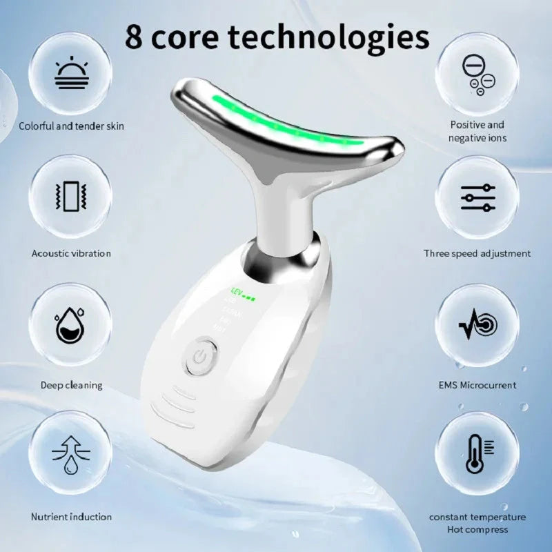 LED Photon Therapy Face & Neck Massager for skin tightening and anti-aging