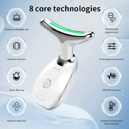 LED Photon Therapy Face & Neck Massager for skin tightening and anti-aging