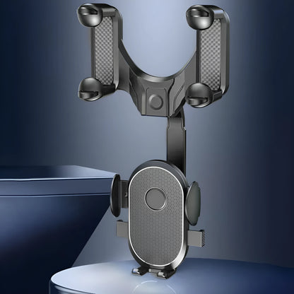Bright black car phone holder for 4.5-7 inch phones, made from temperature resistant ABS and nano PU.