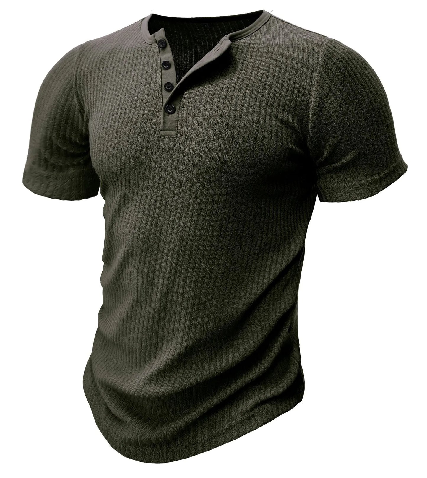 Slim-fitting solid colour sports T-shirt for men on a grey background.