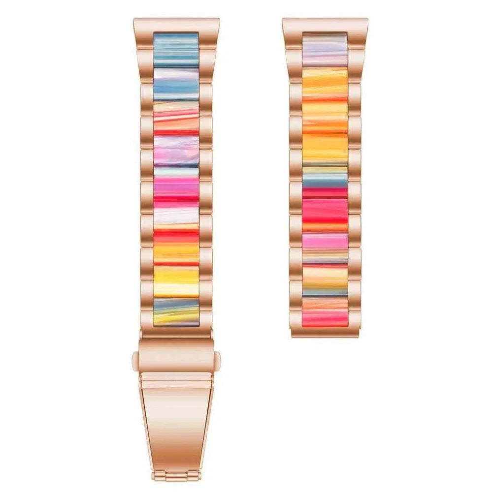 Fashion Personality resin watch strap in multiple colours showing 18cm length and connection points for Apple Watch and universal 22mm watches