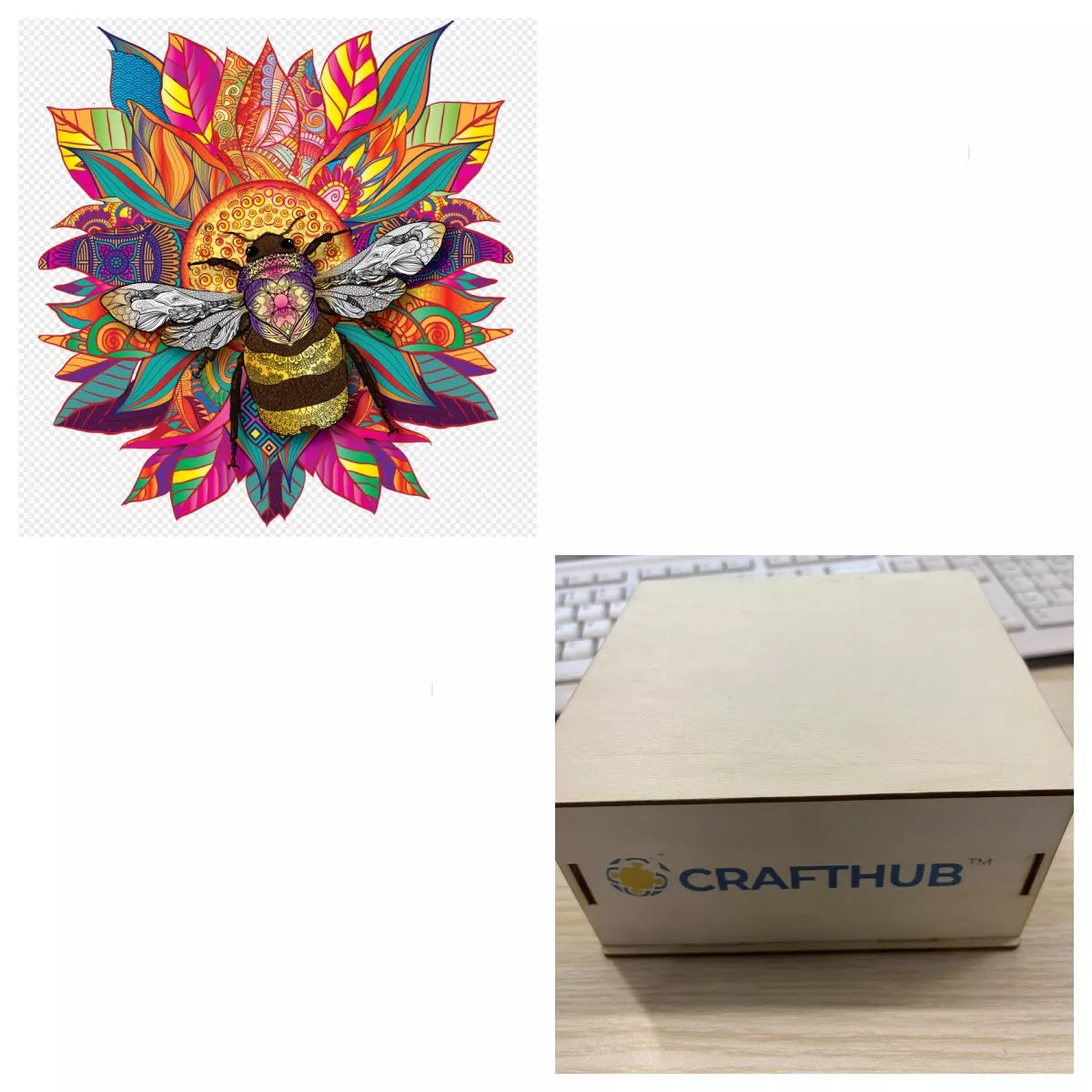 Animal Puzzle Craft Hub A3 Size Wooden Box for puzzle storage and organization