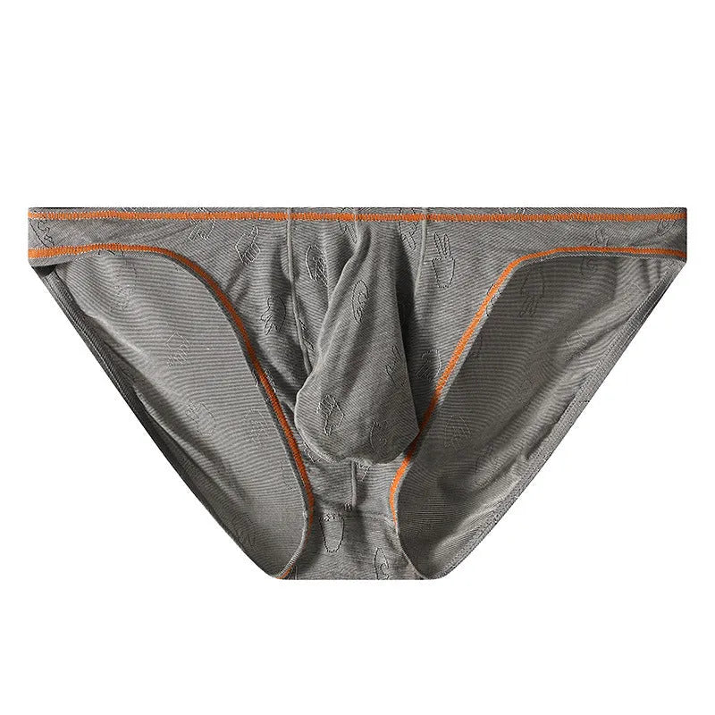 Men's modal ice silk butt-lift hip underwear in dark grey, pink, yellow green, blue, or sky blue.
