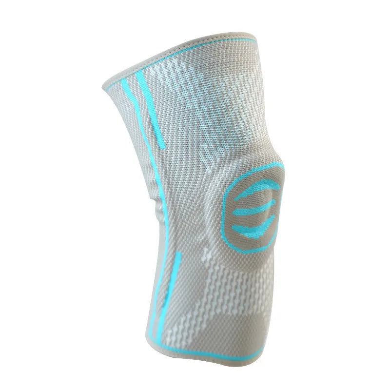 A pair of blue cotton knee pads for mountaineering and sports protection.