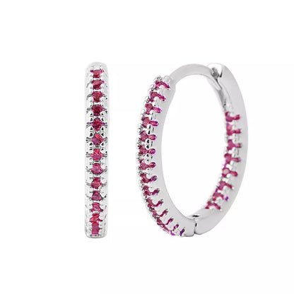 Circle Female Earrings Ear Clip Multicolor Zircon Elegant in various colors