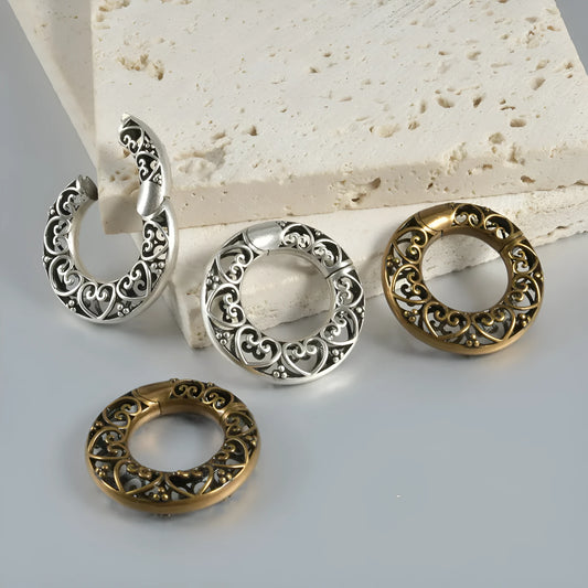Magnetic earrings with heart or lotus shape in antique silver or ancient gold finish