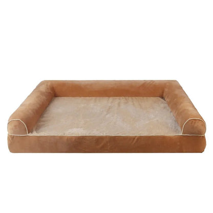 Square grey dog bed with 19cm thick breathable sponge and removable cloth cover for orthopaedic support
