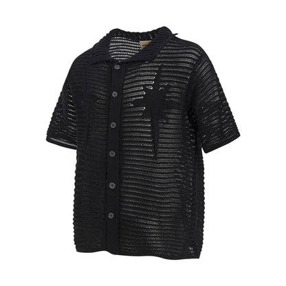 American retro style loose fit men's cotton short sleeve shirt in apricot and black colour options