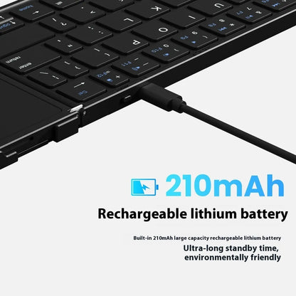 Black folding Bluetooth keyboard with choice of digital board or touchpad interface for tablets