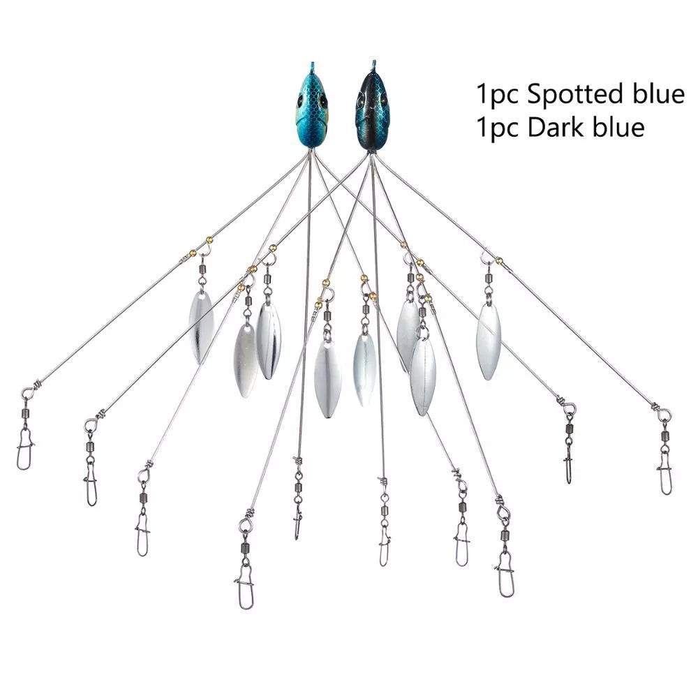 Bassdash Umbrella Fishing Lure with 5 swivels and metal sequins for enhanced fish attraction