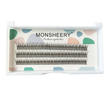Black V-shaped fairy fishtail false eyelashes with thick segment design on a white background.