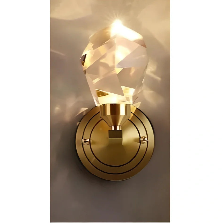 Copper modern crystal wall lamp with rotating light feature, 11.5cm length, for 15-30m² rooms