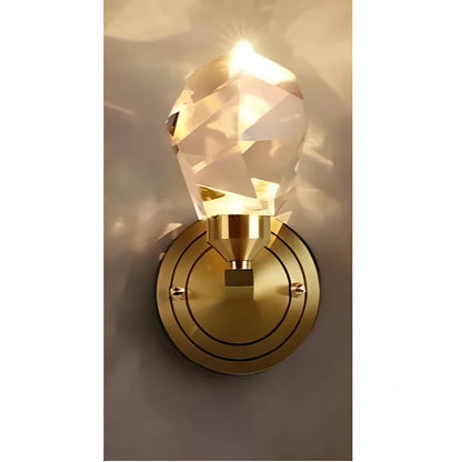 Copper modern crystal wall lamp with rotating light feature, 11.5cm length, for 15-30m² rooms