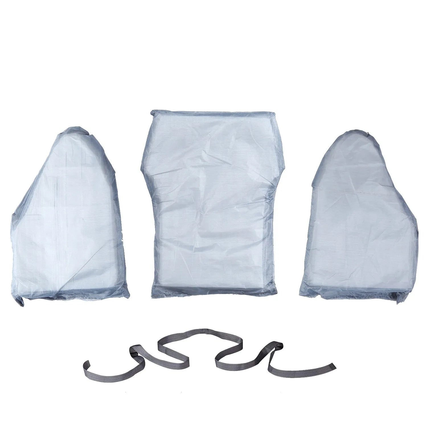 Grey fishing life jacket with reflective strips, multiple pockets, and adjustable buckle straps for water safety.
