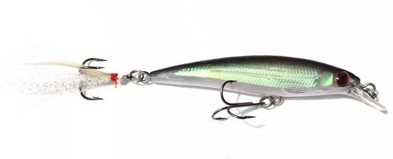 Bionic Feather Bait with 3D eyes and laser tail hook for lifelike fishing
