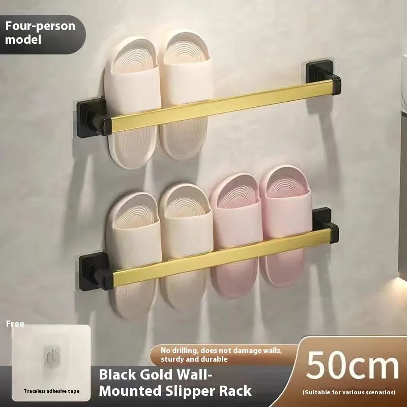 Wall-mounted bathroom slipper rack with integrated seat in Nordic style