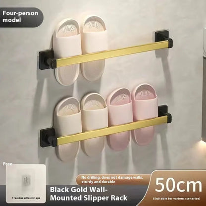 Wall-mounted bathroom slipper rack with integrated seat in Nordic style