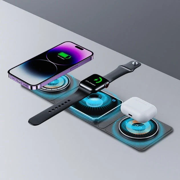 Magnetic 3-in-1 Wireless Charging Station for iPhone, Apple Watch, and AirPods