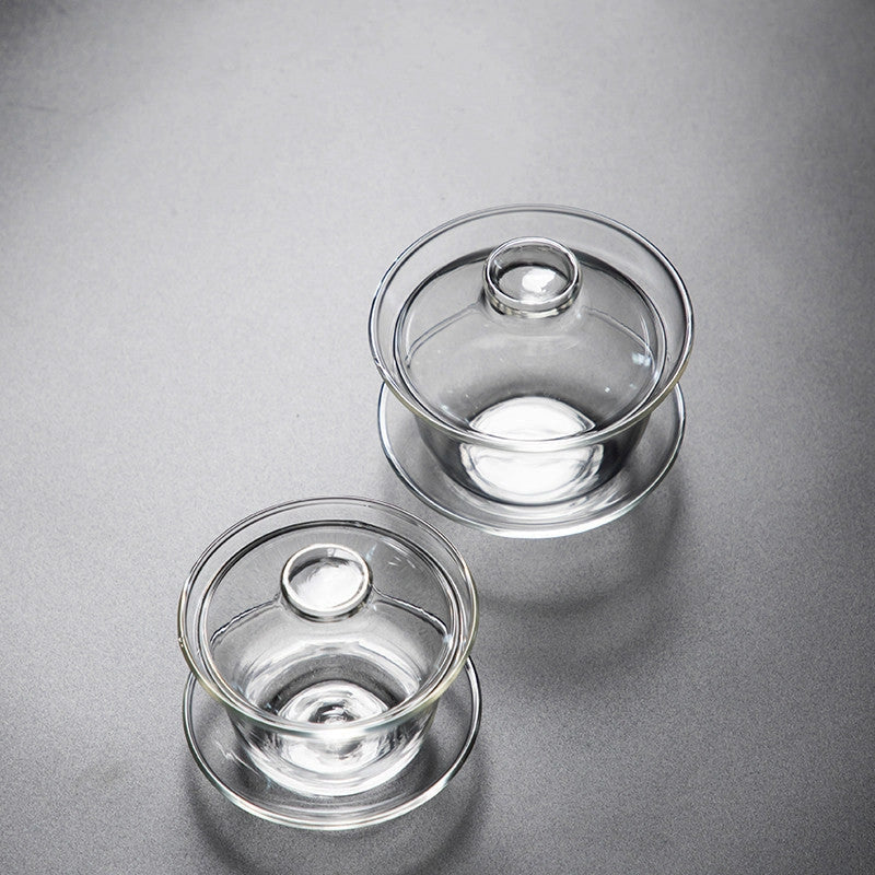 Pyrex Sancai Gaiwan Tea Cup - Elegant Heat-Resistant Glass Tea Cup for Connoisseurs