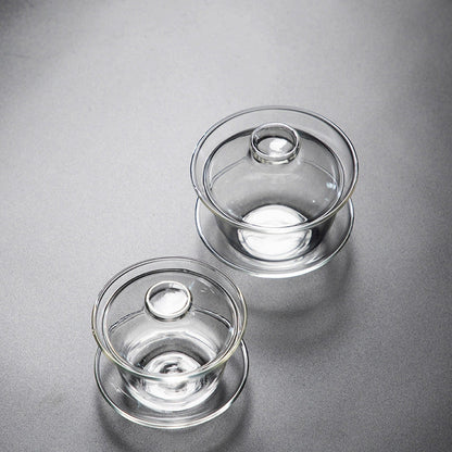 Pyrex Sancai Gaiwan Tea Cup - Elegant Heat-Resistant Glass Tea Cup for Connoisseurs