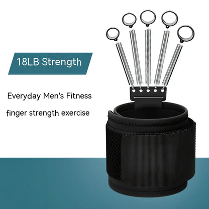 Finger exercise tension equipment with spring steel construction showing three resistance levels